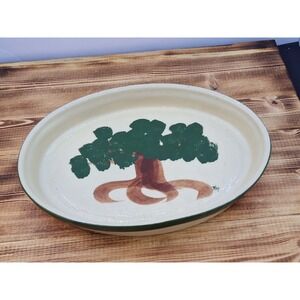 HULL POTTERY SERVING 10.5" DISH TRAY‎ WITH HAND PAINTED TREE SIGNED/NUMBERED